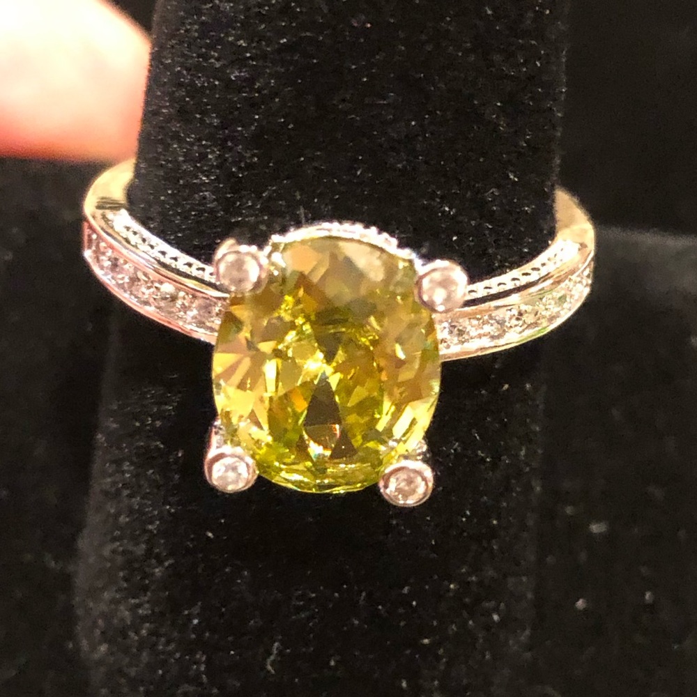Oval Cut Canary Yellow CZ Ring Sterling Silver
